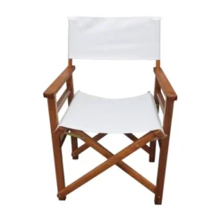 Sevobal Outdoor Portable Chairs 2 Piece Wooden Director Chair Set With Canvas Seat For Outdoor Patio Garden Balcony, White, 23"*20"*36" -Household Items GUEST 00680129 0e01 4674 afe1 76ad9d8938d6
