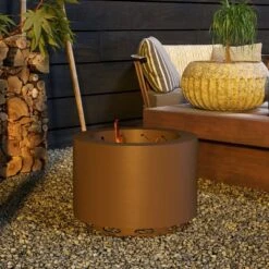 SEVOBAL 22" Fireplace Smokeless Fire Pit Portable Stainless Firepit Wood Burning Firepit Outside Camping Backyard Patio Garden, Brown, 22"*22"*16.5"