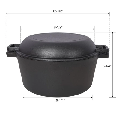 SEVOBAL Grill Cookware 3 In 1 Outdoor Oven With Skillet Lid For Versatile Cooking And Grilling Use Area, Black, 12.5"*10.2"*6.2" 4 SEVOBAL Grill Cookware 3 In 1 Outdoor Oven With Skillet Lid For Versatile Cooking And Grilling Use Area, Black, 12.5"*10.2"*6.2" - Image 2