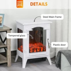 SEVOBAL Fireplace Insert Heater Mantel 3D Flame Quartz Fireplace Stove Bottom Air Outlet Fire Place Panoramic 3-Side View, White, 18.31"*14.17"*23.62" -Household Items GUEST 0166836b 2657 4361 ae24 7e5aa24d75a7