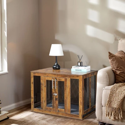 SEVOBAL Pet Crates And Houses Rustic Chic Pet Crate And Side Table, Multi-Functional Furniture For Dogs And Cats In Bedroom, Brown, 40.4"*26.9"*7.3" 5 SEVOBAL Pet Crates And Houses Rustic Chic Pet Crate And Side Table, Multi-Functional Furniture For Dogs And Cats In Bedroom, Brown, 40.4"*26.9"*7.3" - Image 3