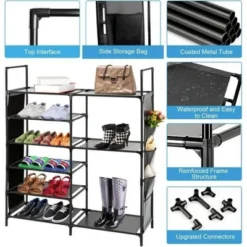 SEVOBAL 35 Pairs Shoe Rack 6 Tier Shoe Shelf Shoe Storage, Shoe Organizer For Entryway Stackable Shoe Holder Shoe Stand, Black, 43"*20"*10" -Household Items GUEST 029b47a0 c1d5 44e8 bcae 9e625aa7add1
