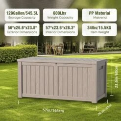 SEVOBAL Deck Boxes 120 Gal Outdoor Storage Deck Box, Small Patio Storage Bin For Garden Tools, Beige, 54.25"*26.5"*24.2" 10 SEVOBAL Deck Boxes 120 Gal Outdoor Storage Deck Box, Small Patio Storage Bin For Garden Tools, Beige, 54.25"*26.5"*24.2" -Household Items GUEST 02d91d05 145a 4d40 bcc7 f6aa8a072428