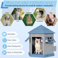 SEVOBAL Pet Crates And Houses Barn Dog House Removable Roof Easy Cleaning Waterproof UV Protected For Outdoor Yard Patio, Blue, 34.8"*30.51"*36.89" 10 SEVOBAL Pet Crates And Houses Barn Dog House Removable Roof Easy Cleaning Waterproof UV Protected For Outdoor Yard Patio, Blue, 34.8"*30.51"*36.89" -Household Items GUEST 03c4d42c ee0b 4f31 9ee3 a5abe9260e46