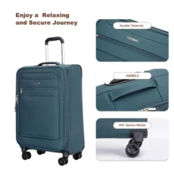 SEVOBAL Luggage Softshell Suitcase Set With Spinner Wheels Alloy Zipper And Travel Bag For Easy Travel, Green, 21.24"*13.74"*8.42" -Household Items GUEST 04613bc8 005e 43ec bd0a 8895666e9596