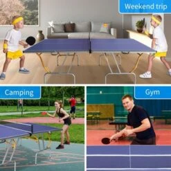 SEVOBAL Table Tennis Accessories 8ft Foldable Portable Ping Pong Table Set With Net For Indoor Games, Blue, 50"*25"*7" -Household Items GUEST 053a72e0 9626 4fbe b268 d746d10db135