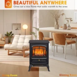 SEVOBAL Fireplace Insert Heater Mantel 3D Flame Fireplace Stove Bottom Air Outlet Fire Place Panoramic Fire Place Heater, Black, 16.1"*11.8"*20.1" -Household Items GUEST 057ca656 a619 4da9 912f 1ab7786c2082