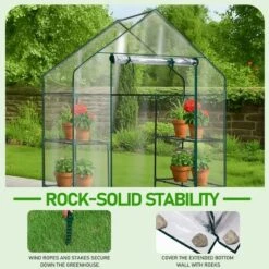 SEVOBAL Greenhouse Outdoor Durable PE Plant Green House For Frost Protection Shelf Clips Roll-up Zipper Door Walk-in For Planter, Clear, 98"*36"*9.5" -Household Items GUEST 065f25ac fb1f 4b2e 8dcf f7931d5df593