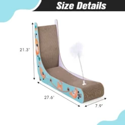 SEVOBAL L-Shape Cat Scratcher Lounge Corrugated Cardboard Scratching Pad For Indoor Cats Durable Cat Furniture With Feather Spring Toy Cartoon Design -Household Items GUEST 08301ef3 3d6f 4175 8ea1 966960174aad