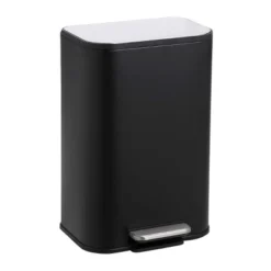 SEVOBAL Trash Can Kitchen Garbage Can Trash Cans Rectangle Stainless Steel With Soft Close Lid Step Foot Pedal Bathroom Toilet, Black, 14"*9"*9" -Household Items GUEST 08b5792d a4ad 426c bd03 2eb4879b356c