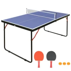 SEVOBAL Table Tennis Accessories 4ft Foldable Ping Pong Table Set With Net And Paddles For Indoor Outdoor Game, Blue, 33.27"*29.72"*4.33" -Household Items GUEST 08f10248 f6e9 4172 883b bce222aa5026