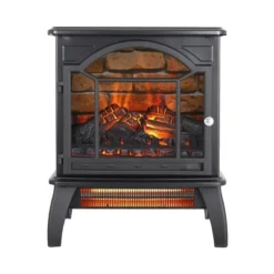 SEVOBAL Fireplace Insert Heater Mantel 3D Flame Quartz Fireplace Stove Bottom Air Outlet Fire Place Panoramic 3-Side View, Black, 19.61"*12.99"*20.98" -Household Items GUEST 0a06e3c5 3d74 4561 bea1 6bb7cd16fd99