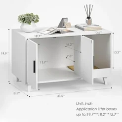 SEVOBAL Pet Crates And Houses, Modern Hidden Cat Box With Scratching Pad, For Living Room, White, 33.5"*18.5"*19.9" -Household Items GUEST 0a62e817 ee99 44bb a21d 2f0a11a8ff5f