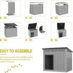 SEVOBAL Pet Crates And Houses Dog House Easy Assembly Open Roof Cleaning Weatherproof Spacious For Indoor And Outdoor, Gray, 42.87"*32.95"*31.61" -Household Items GUEST 0abcfe04 d2f7 44eb b474 cc3937757df9