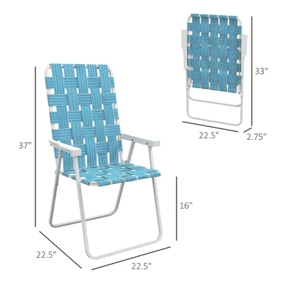 Sevobal Outdoor Portable Chairs 2PCS Folding Strap Chair Set With Armrests And Steel Frame For Patio And Garden, Blue, 22.5"*22.5"*37" 4 Sevobal Outdoor Portable Chairs 2PCS Folding Strap Chair Set With Armrests And Steel Frame For Patio And Garden, Blue, 22.5"*22.5"*37" - Image 2