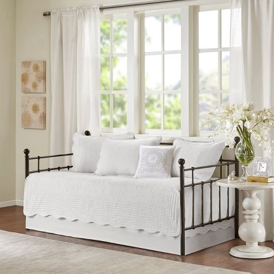 SEVOBAL Daybed Cover Set Quilted Cover Daybeds Pre-Washed Cotton Filled Coastal Bedding Scallop Edge Shams Bedskirt Pillow, White, 39"*75"*0.25" 2 SEVOBAL Daybed Cover Set Quilted Cover Daybeds Pre-Washed Cotton Filled Coastal Bedding Scallop Edge Shams Bedskirt Pillow, White, 39"*75"*0.25"