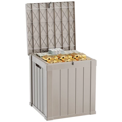 SEVOBAL Deck Boxes Outside Storage Box Container For Storage Patio Furniture, Garden Tools, Pool Supplies, Brown, 30.75"*17.13"*21.85" 7 SEVOBAL Deck Boxes Outside Storage Box Container For Storage Patio Furniture, Garden Tools, Pool Supplies, Brown, 30.75"*17.13"*21.85" - Image 5