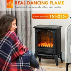 SEVOBAL Fireplace Insert Heater Mantel 3D Flame Fireplace Stove Bottom Air Outlet Fire Place Panoramic Fire Place Heater, Black, 16.9"*12.2"*21.7" -Household Items GUEST 0e9c1d9d d486 4cc5 9ef4 fc34ff3cce03