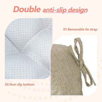 SEVOBAL 2Pack Square Seat Cushions With Premium Soft Cotton Filling, Non-Slip Bottom Durable Chair Pads For Dining Room, Brown, 17.8"*17.8"*4.4" 5 SEVOBAL 2Pack Square Seat Cushions With Premium Soft Cotton Filling, Non-Slip Bottom Durable Chair Pads For Dining Room, Brown, 17.8"*17.8"*4.4" - Image 3