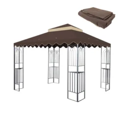 Sevobal Patio Umbrellas Outdoor Patio Gazebo Canopy, Outdoor Replaceable Canopy, Double Shed Roof, Canopy Top Only , Brown, 118"*118"*26.78" -Household Items GUEST 11644254 ff8c 4e8e a213 8ddcc7aa694e