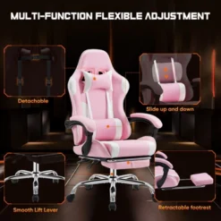 SEVOBAL Task And Office Chairs User Friendly Gaming Chair With Footrest And Adjustable Lumbar Support For Long Hours Of Play, Pink, 26.7"*25.3"*52.3" -Household Items GUEST 12272f19 0036 4dbb acb0 5d863353169a