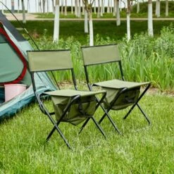 Sevobal Outdoor Portable Chairs 2 Piece Gray Folding Chair With Storage Bag For Indoor Outdoor Camping Picnics Fishing, Green, 19.3"*15.35"*30.5" -Household Items GUEST 1296065f 3d09 411c 910f ead3a561ccd1