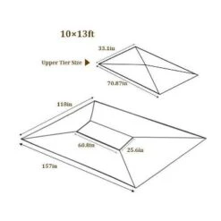 Sevobal Patio Umbrellas Patio Double Roof Gazebo Replacement Canopy Top Fabric, Uv-Resistant Material, Top Cover Only, Brown, 157.5"*118"*33.5" -Household Items GUEST 12d0f6c4 60b1 4eac 9e32 2e21a915bb6e