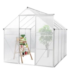 SEVOBAL Greenhouse With Twin-Wall PC Panels Sliding Door Roof Vent Quick-Assembly UV Protection Walk-in Greenhouse For Plants, Clear, 189"*32.5"*80" -Household Items GUEST 12da65cd 0d84 44b3 9b87 4bc018f7502d