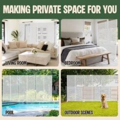 SEVOBAL Patio Decorative Screens 6 Panel Patio Privacy Paged Patio Decorative Screens Patio Screen Decorative For Yard, White, 45.47"*15.75"*72.05" -Household Items GUEST 130e335d 00ab 4b16 93b8 2fb8a64c25b1