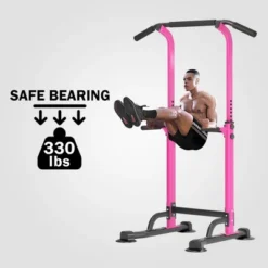 SEVOBAL Adjustable Pull Up Bar Dip Station 10 Height Settings 400LBS Capacity Multifunctional Home Gym Strength Exercise, Pink, 29.13"*31.89"*82.68" -Household Items GUEST 131920ff 31a9 4c60 8401 dce249feb8e9