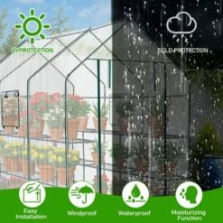 SEVOBAL Greenhouse Outdoor Durable PE Plant Green House For Frost Protection Shelf Clips Roll-up Zipper Door Walk-in For Planter, White, 99"*37"*17" -Household Items GUEST 13983d04 0b97 4a96 b1a9 fa8185f3dd9e