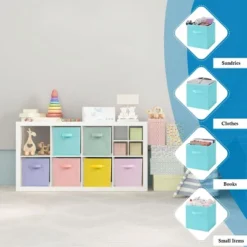 SEVOBAL 6pc Fabric Storage Cubes Organizer Duty Cube Storage Bin Clothes Storage Box Closet Baskets In Shelves Home, Multicolored, 10.34"*11.31"*3.9" -Household Items GUEST 13a619a4 7fca 4c9a 98e6 df80600005b3