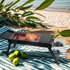 SEVOBAL Outdoor Grills, Griddles And Smokers Portable Foldable Charcoal Grill, Compact Outdoor With Side Tray For Patio Time, Black, 24.1"*9.45"*4.33" -Household Items GUEST 147ec0a8 8cc1 4379 a131 0563187d50c6
