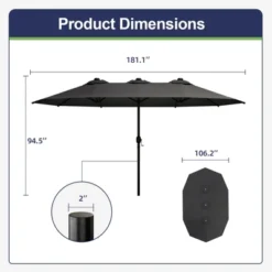 Sevobal Patio Umbrellas Double Sided Twin Patio Umbrella Sun Shade, Outdoor Usage For Garden, Lawn, Beach, Extra Large, Gray, 181.1“*106.2"*94.5" -Household Items GUEST 148ac3ae ad38 41c1 9648 e2e1e8e394cc