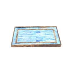 SEVOBAL Serving Platters Striped Wooden Large Rustic, Mango Wood Platters For Cakes, Appetizers, Desserts And Others, Blue, 12"*7.25"*0.8" -Household Items GUEST 14ba9543 30f6 449b bcf4 cb63f766106d