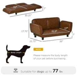 SEVOBAL Pet Sofa Dog Bed Couch, Foldable PU Leather Cover For Medium And Large Sized Pets,Brown(39"*21.75"*17.75") -Household Items GUEST 1558aeeb 2667 4ecd b1d3 7aee31ca2fa9