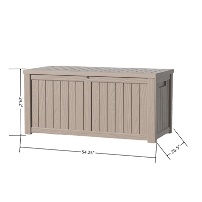 SEVOBAL Deck Boxes 120 Gal Outdoor Storage Deck Box, Small Patio Storage Bin For Garden Tools, Beige, 54.25"*26.5"*24.2" 4 SEVOBAL Deck Boxes 120 Gal Outdoor Storage Deck Box, Small Patio Storage Bin For Garden Tools, Beige, 54.25"*26.5"*24.2" - Image 2