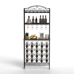 SEVOBAL Racks Multipurpose Display 3 Tier Bar Table With Spacious Organized Display Functional Storage For Rooms, Black Brown, 31.5"*3.54"*3.54" -Household Items GUEST 178f4cb9 c80c 4d2d bdd4 dcc09c82f2b8