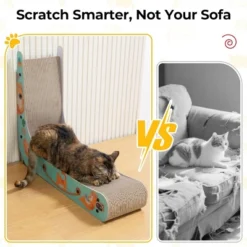 SEVOBAL L-Shape Cat Scratcher Lounge Corrugated Cardboard Scratching Pad For Indoor Cats Durable Cat Furniture With Feather Spring Toy Cartoon Design -Household Items GUEST 1864ddde 905e 46f2 a5b9 4caa5f492630