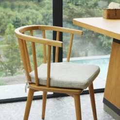 SEVOBAL 2Pack Seat Cushions With Premium Soft Cotton Filling, Non-Slip Bottom, Comfortable Durable Chair Pads For Living Room, Beige, 17"*16.5"*2.2"