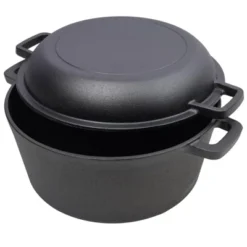 SEVOBAL Grill Cookware 2 In 1 Outdoor Oven With Skillet Lid For Versatile Cooking And Campfire Use Area, Black, 12.5"*10.2"*6.2"