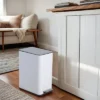 SEVOBAL Trash Can Kitchen Garbage Can Trash Cans Rectangle Stainless Steel With Soft Close Lid Step Foot Pedal Bathroom Toilet, White, 19"*16"*10"