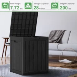 SEVOBAL Deck Boxes, 28 Gal Outdoor Storage Deck Box, Small Patio Storage Bin For Garden Tools, Black, 18.11"*16.93"*23.03" -Household Items GUEST 19fc769b 877e 47de 9215 7ae220243d2b