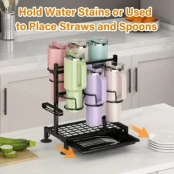 SEVOBAL Stanley 40 Oz Water Bottle Organizer With Handle Kitchen Storage For Stanley Cup Accessories Mug Organizer, Black, 16.19"*10.34"*2.93" -Household Items GUEST 1ae8121a 64de 4566 9883 14341218a1f3