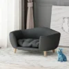 SEVOBAL Modern Wood Dog Bed With Comfortable Tufted Cushion Ideal Small Dog Retreat, Gray(30.25"*21.75"*14")