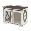 SEVOBAL Farmhouse Dog Cage Crate Furniture With Sliding Barn Door, Farmhouse Wooden Dog Kennel, Multicolored (37"*22.24"*22.17")