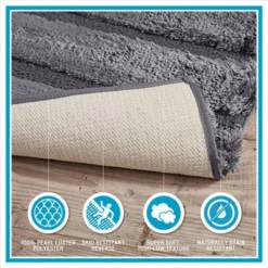 SEVOBAL Bathroom Rugs Bath Mat Rug Home Decor Carpet Shower Mat Home Decor High-low Stripe For Floor Shower Room Bathroom, Grey, 58"*24"*1" -Household Items GUEST 1be2999b 54d2 49a0 a352 db4b10fa05b3 1