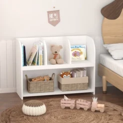 SEVOBAL Decorative Bookshelf Kids Bookcase With 4 Compartments, Storage Book Shelf, Toy Organizer For Children's Room, White, 31.5"*11.81"*23.26" -Household Items GUEST 1c610fa4 4e97 4867 9ff9 8b61dcf4c1b9