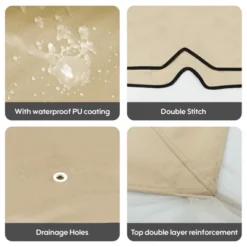 Sevobal Patio Umbrellas Patio Double Roof With Air Vent Gazebo Replacement Canopy Top Fabric For Lawn, Garden, Backyard, Beige, 118"*118"*26.78" -Household Items GUEST 1ca58554 bcef 4be1 bf3e 8db6916b3c32