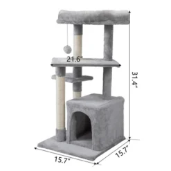 Sevobal Pet Tower, Double Layer Cat Tree Tower With Scratching Posts And Caves, Multi-Level Activity Center For Indoor Cats, Gray, 15.7"*15.7"*31.4" -Household Items GUEST 1e5ad22a 07d8 4a04 957c 81753a074ebd